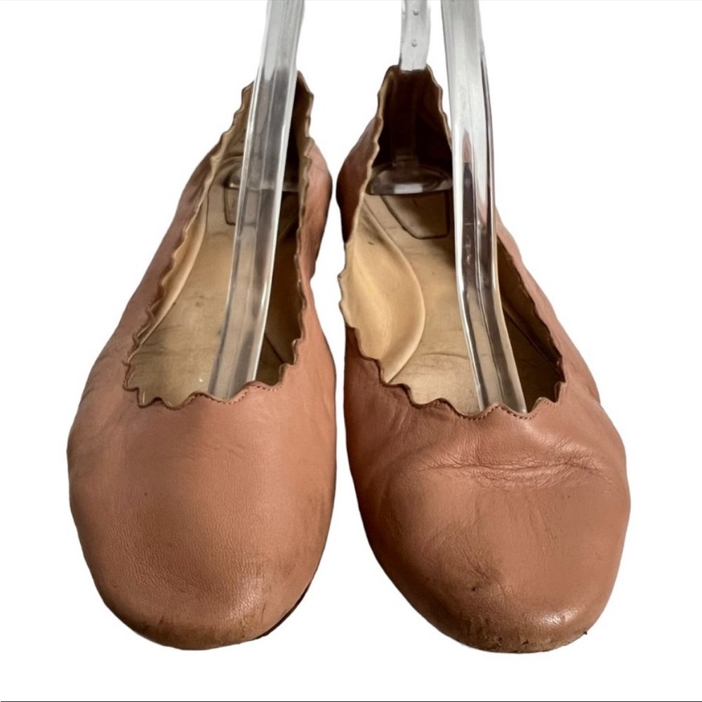 Chloe ballet flats Lauren blush pink leather scalloped slip on round toe 39.5
